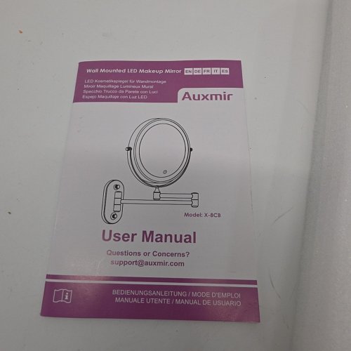 AUXMIR DOUBLE SIDED WALL MOUNTED LED MAKEUP MIRROR WITH LED LIGHTS - 1X AND 30X MAGNIFYING - 8" - BLACK (MODEL: X-8CB) image 4