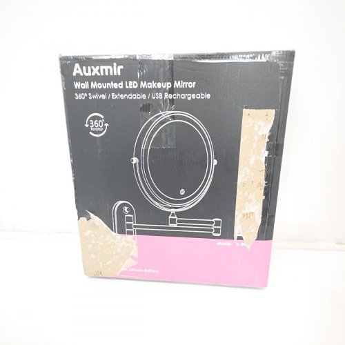 AUXMIR DOUBLE SIDED WALL MOUNTED LED MAKEUP MIRROR WITH LED LIGHTS - 1X AND 30X MAGNIFYING - 8" - BLACK (MODEL: X-8CB) image 5