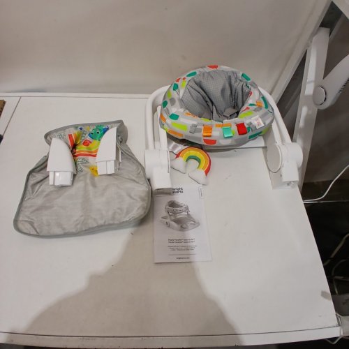 BRIGHT STARTS LEARN-TO-SIT 2-POSITION BABY FLOOR SEAT WITH TOYS - 4-12MONTHS - GREY / WHITE / YELLOW ( MODEL 12956 ) image 2