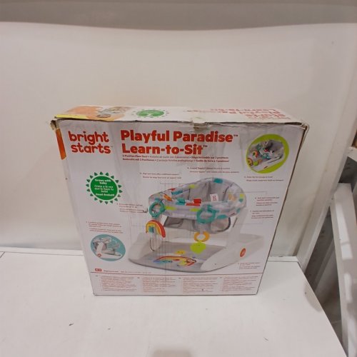 BRIGHT STARTS LEARN-TO-SIT 2-POSITION BABY FLOOR SEAT WITH TOYS - 4-12MONTHS - GREY / WHITE / YELLOW ( MODEL 12956 ) image 3
