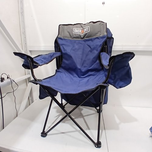 OVERMONT FOLDING CAMPING CHAIR WITH COOLER POCKET AND CANOPY/SUN SHADE - 330 LBS MAX - BLUE/GREY image 2