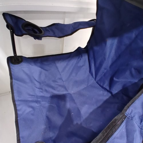 OVERMONT FOLDING CAMPING CHAIR WITH COOLER POCKET AND CANOPY/SUN SHADE - 330 LBS MAX - BLUE/GREY image 4
