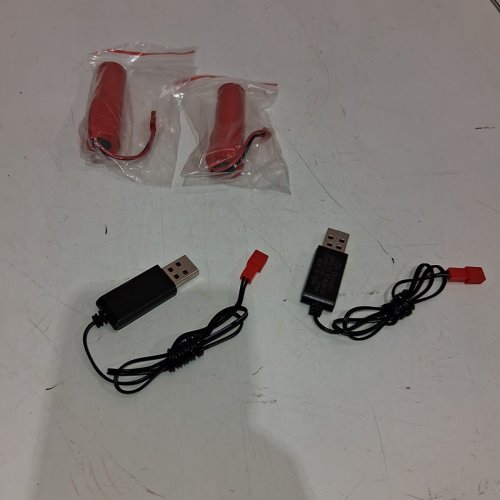 4PC LITHIUM-ION BATTERY WITH SM-2P PLUG AND USB CHARGING CABLE - 3.7V - 3000MAH - FOR VARIOUS RC VEHICLES - RED image 4