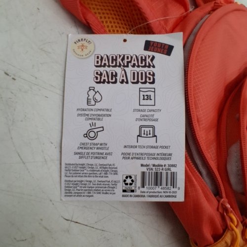 FIREFLY OUTDOOR GEAR BACKPACK - 13L - ORANGE/BURGUNDY (MODEL: 30882) image 2