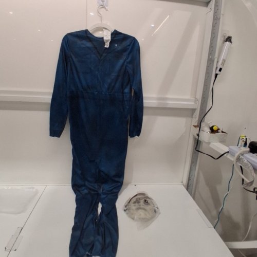 2PC BOYS HALLOWEEN II MICHAEL MYERS JUMPSUIT AND MASK COSTUME SET - LARGE - BLUE AND WHITE (STYLE: MICHAEL MYERS) image 3