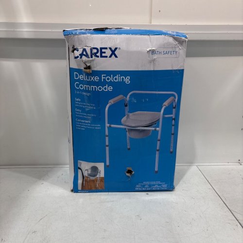 CAREX DELUXE 3-IN-1 FOLDING COMMODE/PORTABLE TOILET FOR CAMPING, 300LB CAPACITY - GREY (MODEL: ‎B341CA) image 4