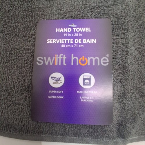 4PK SWIFT HOME HAND TOWEL - 19" X 28" - GREY image 2