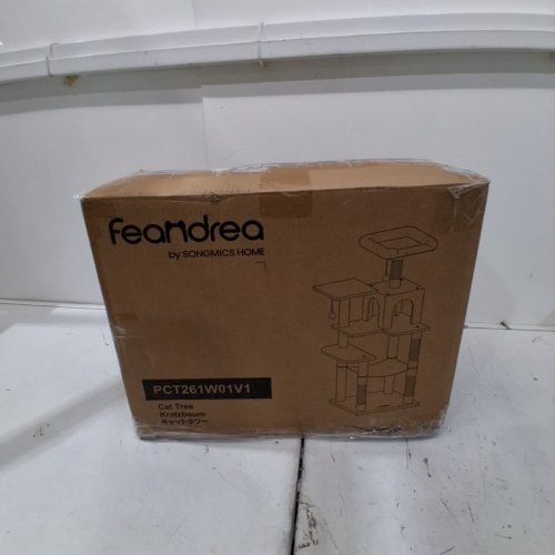 FEANDREA MULTI-LEVEL CAT TREE CONDO WITH SCRATCHING POSTS AND HAMMOCK - MEDIUM - 17.7" X 13.8" X 44.1" - LIGHT GREY (MODEL: PCT261W01V1) image 4