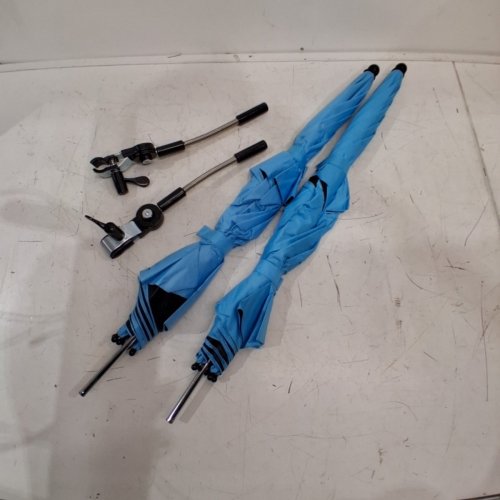 2PK GPAENTSN DOUBLE CANOPY SUN SHADE BEACH UMBRELLA WITH CLAMP - 47.2" - LIGHT BLUE image 2