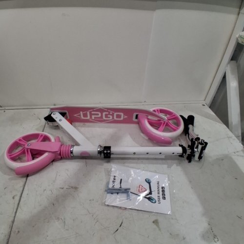 UPGO FOLDABLE KICK SCOOTER FOR AGES 6+ - 240 LBS MAX - PINK/WHITE (MODEL: CMF006-2) image 2