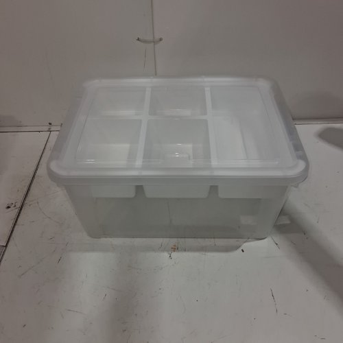 CITYLIFE PLASTIC STORAGE BINS WITH 6 DETACHABLE INSERTS - 17QT - CLEAR/WHITE image 2