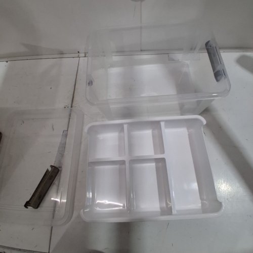 CITYLIFE PLASTIC STORAGE BINS WITH 6 DETACHABLE INSERTS - 17QT - CLEAR/WHITE image 4