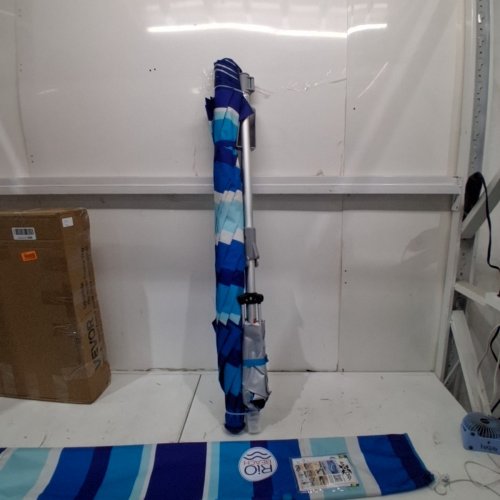 RIO BEACH OUTDOOR SHADE BEACH UMBRELLA - 7.5FT - BLUE, TURQUOISE AND WHITE image 3