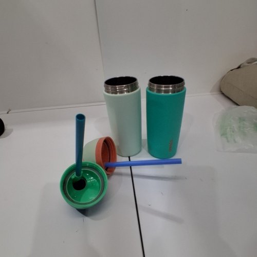 2PK OWALA FREESIP STAINLESS STEEL WATER BOTTLES WITH STRAWS - 16OZ - BLUE/GREEN (MODEL: 2856617) image 2