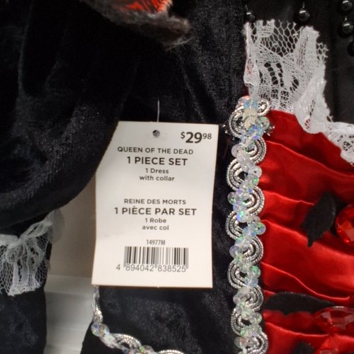 GIRL'S QUEEN OF THE DEAD DRESS WITH COLLAR - MEDIUM 8-10 - BLACK / RED (ITEM: 14977M) image 2