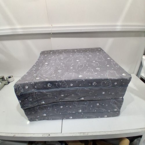 KIDS PORTABLE FOLDABLE TODDLER TRAVEL BED WITH REMOVEABLE COVER - 49" X 20" X 4.5" - GREY/WHITE BEARS image 2
