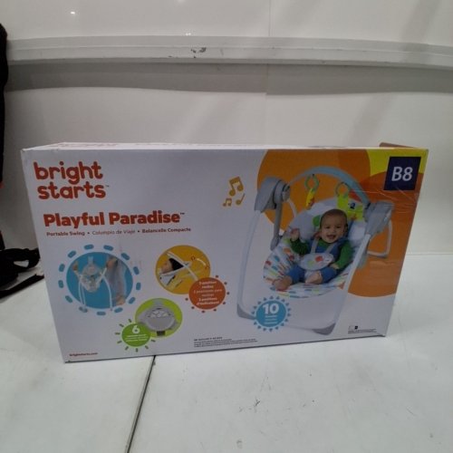 BRIGHT STARTS PLAYFUL PARADISE PORTABLE AUTOMATIC BABY SWING WITH MUSIC - 0-9 MONTHS (MODEL: 13069) image 5
