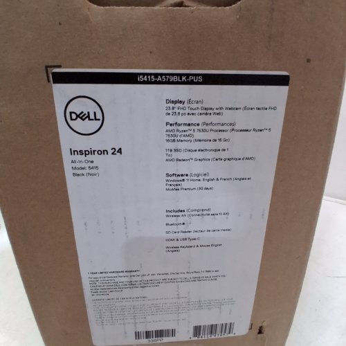 DELL INSPIRON 24 5415 ALL IN ONE DESKTOP COMPUTER - 23.8" FHD (1920X1080) TOUCHSCREEN DISPLAY, AMD RYZEN 5-7530U, 16GB DDR4 RAM, 1TB SSD, AMD RADEON GRAPHICS, WINDOWS 11 HOME - BLACK (MODEL: 5415) image 3