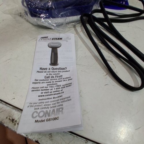 CONAIR HANDHELD 2-IN-1 STEAM & IRON GARMENT STEAMER - BLACK / BLUE (MODEL: GS108C) image 4