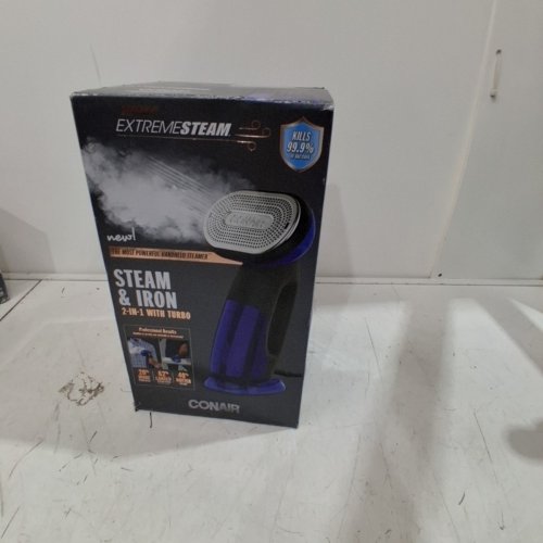 CONAIR HANDHELD 2-IN-1 STEAM & IRON GARMENT STEAMER - BLACK / BLUE (MODEL: GS108C) image 5