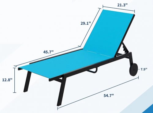 2PK MELCOM OUTDOOR ROLLING PATIO LOUNGE CHAIR WITH ADJUSTABLE BACKREST - 350LBS MAX - BROWN - (MODEL: KRZMOT029BN) image 2