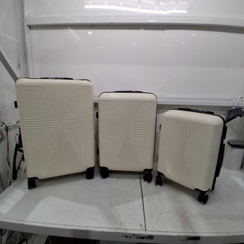 3PC KTAXON LUGGAGE SUITCASE SET WITH 360° SPINNER WHEELS, HARDSIDE & LIGHTWEIGHT - 20", 24", 28" - WHITE/BLACK image 3