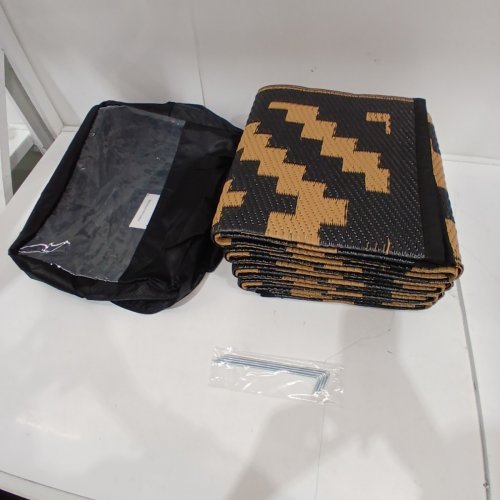 DECORAB OUTDOOR REVERSIBLE RUG FOR PATIO - 6FT X 9FT - BLACK/BROWN (MODEL: CPPDD03-BLACKBROWN) image 3
