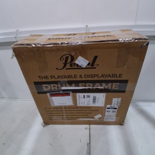 PEARL FRAME PLAYABLE DISPLAYABLE DRUM WITH WALL MOUNT - 20" X 5" - WHITE/BLACK (MODEL: PDF2031) image 5