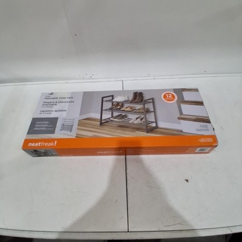 NEATFREAK! 3-TIER STACKABLE METAL SHOE RACK - 30.25" - BLACK /GREY image 3