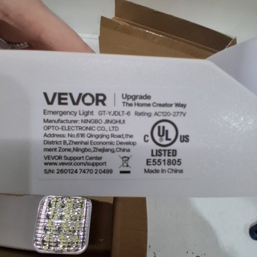 6PK VEVOR COMMERICAL EMERGENCY LIGHT WITH BATTERY BACKUP - AC 120-277 V - WHITE (MODEL: GT-YJDLT-6) image 2