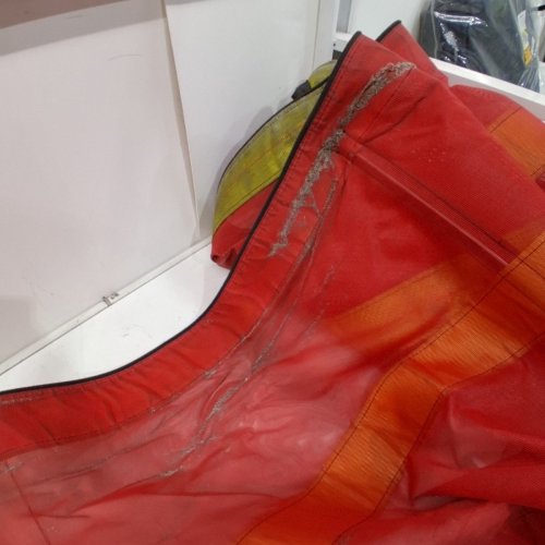 HEAVY-DUTY INDUSTRIAL LOADING DOCK BARRIER CURTAIN - 16FT X 3FT - RED AND YELLOW image 2