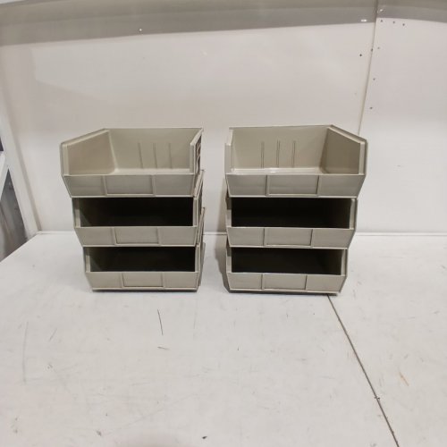 6PK AKRO-MILS AKROBINS PLASTIC STORAGE BINS - 11" X 11" - BEIGE image 2