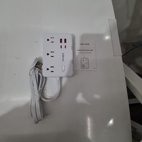 JCBLAON SURGE PROTECTOR POWER STRIP EXTENSION BAR WITH 6 OUTLETS, 3 USB PORTS (1 USB-C), 3 SIDE OUTLETS & FLAT PLUG - 1250W - 5FT - WHITE (MODEL: QT660-CU) image 3