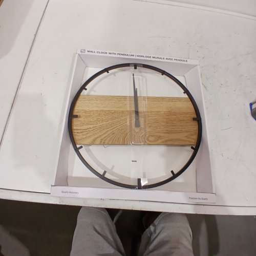 KIERA GRACE MODERN PENDULUM WALL CLOCK - 14" - NATURAL/BLACK (MODEL: HO80125) image 2