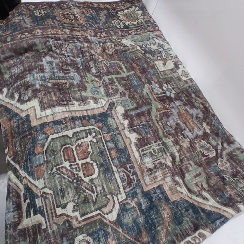 VINTAGE LIGHT WEIGHT NON-SLIP PATTERNED RUG - 9FT X 12FT - GREEN / BROWN image 4
