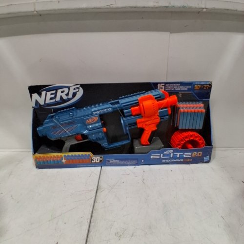 NERF ELITE 2.0 DART BLASTER - 15-DART ROTATING DRUM - BLUE AND ORANGE (MODEL: SHOCKWAVE RD-15) image 2