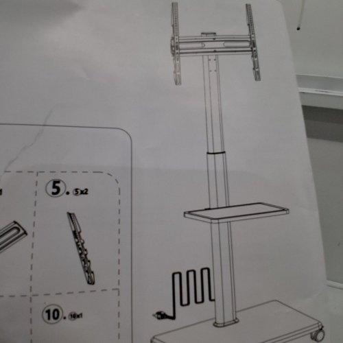 AX WABER MOBILE TV STAND ON WHEELS WITH POWER EXTENSION BAR - FITS UP TO 65" TV - 88LBS CAP - WHITE (MODEL: AX2011TWM) image 5
