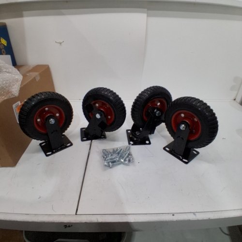 4PC NEFISH HEAVY DUTY INDUSTRIAL GRADE OUTDOOR RUBBER CASTERS - 8"/2200LBS MAX - RED/BLACK (MODEL: LJ-8IN-FH-2B2R) image 3