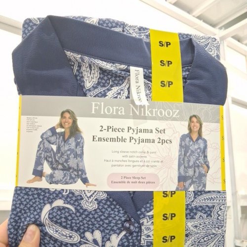 2PC WOMEN'S FLORA NIKROOZ LONG SLEEVE PAJAMA SET - SMALL - BLUE (STYLE: 1969563) image 2