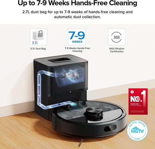 ROBOROCK Q7 M5+ ROBOT VACUUM AND MOP COMBO - 10000PA SUCTION, 7 WEEKS SELF-EMPTYING, DUAL ANTI-TANGLE SYSTEM - BLACK (MODEL: RRA0TCP+AED08LRR) image 2