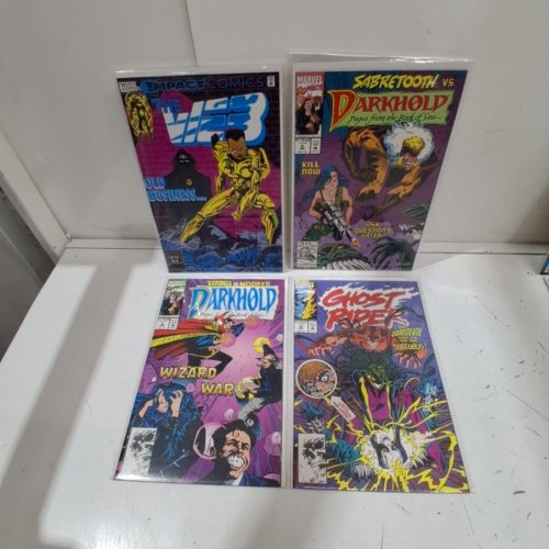 4 ASSTD MARVEL AND IMPACT COMIC BOOKS - GHOST RIDER #36, DARKHOLD #4, #6, THE WEB #11 - VARIOUS AUTHORS image 2