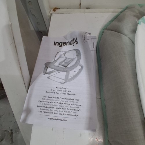 INGENUITY 3-IN-1 KEEP COZY GROW WITH ME VIBRATING BABY BOUNCER, ROCKER & CHAIR - 40LBS CAPACITY - WEAVER THEME GREY/WHITE/GREEN (MODEL: ‎12428) image 3