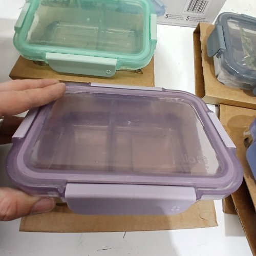 10PC ELLO GLASS MEAL PREP CONTAINERS WITH AIRTIGHT LIDS - 3.4 CUPS - MULTICOLOR/CLEAR (MODEL: 1839864) image 3