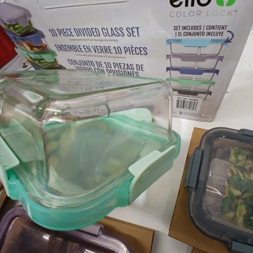 10PC ELLO GLASS MEAL PREP CONTAINERS WITH AIRTIGHT LIDS - 3.4 CUPS - MULTICOLOR/CLEAR (MODEL: 1839864) image 4