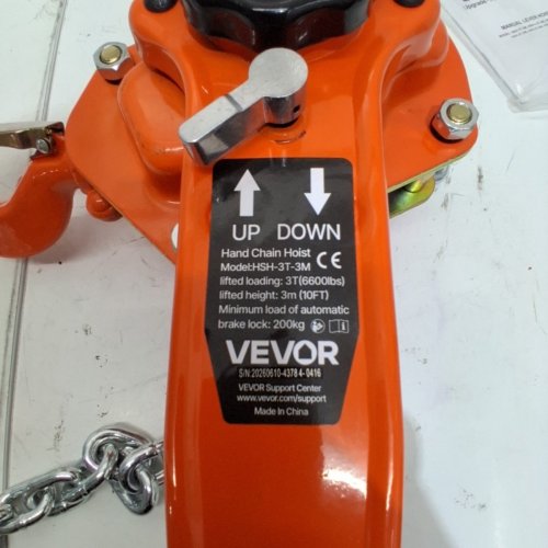 HEAVY DUTY MANUAL LEVER CHAIN HOIST WITH 360°ROTATING HOOKS - 10FT - 3-TON MAX - ORANGE (MODEL: HSH-3T-3M) image 3