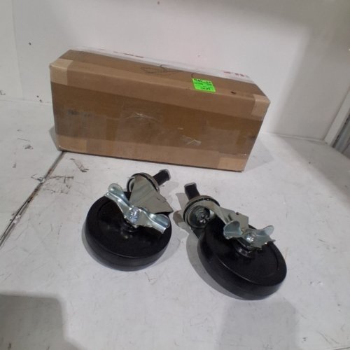 2 SWIVEL CASTER WHEELS - 8" - BLACK AND SILVER image 2