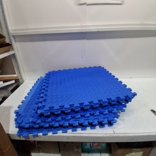 14PK CAP BARBELL INTERLOCKING EVA FOAM EXERCISE PUZZLE MATS - 24" X 24" X 3/4" - BLUE (MODEL: MTIS-2206AX2-BL) image 2