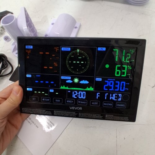 7-IN-1 SOLAR POWERED OUTDOOR SENSOR WIRELESS WEATHER STATION WITH 7.5" VA DISPLAY - WHITE (MODEL: YT60307) image 2