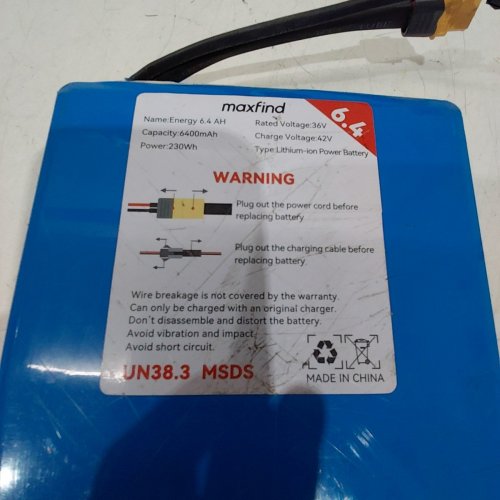 MAXFIND LITHIUM-ION POWER BATTERY - 36 V, 6.4 AH, 6400 MAH - BLUE image 3