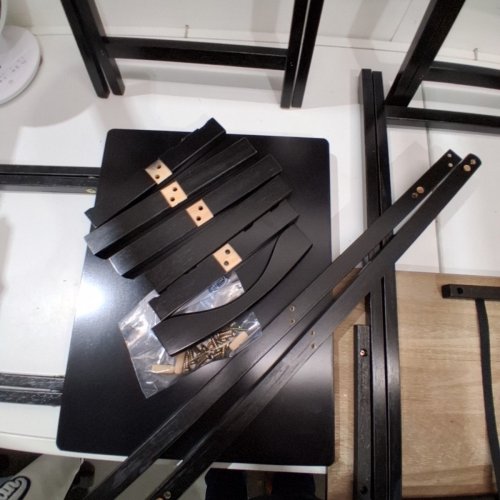 4PK AMAZON BASICS CLASSIC TV DINNER / SNACK TABLE SET WITH HOLDER - BLACK image 3